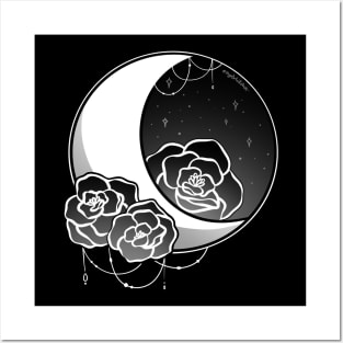 Midnight Rose Moon Posters and Art